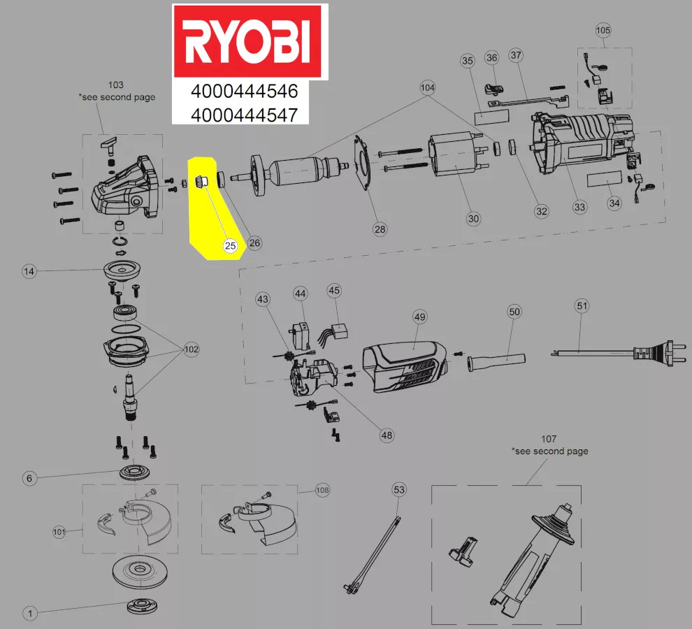 pignon renvoi d\'angle réf. 5131033149 Ryobi